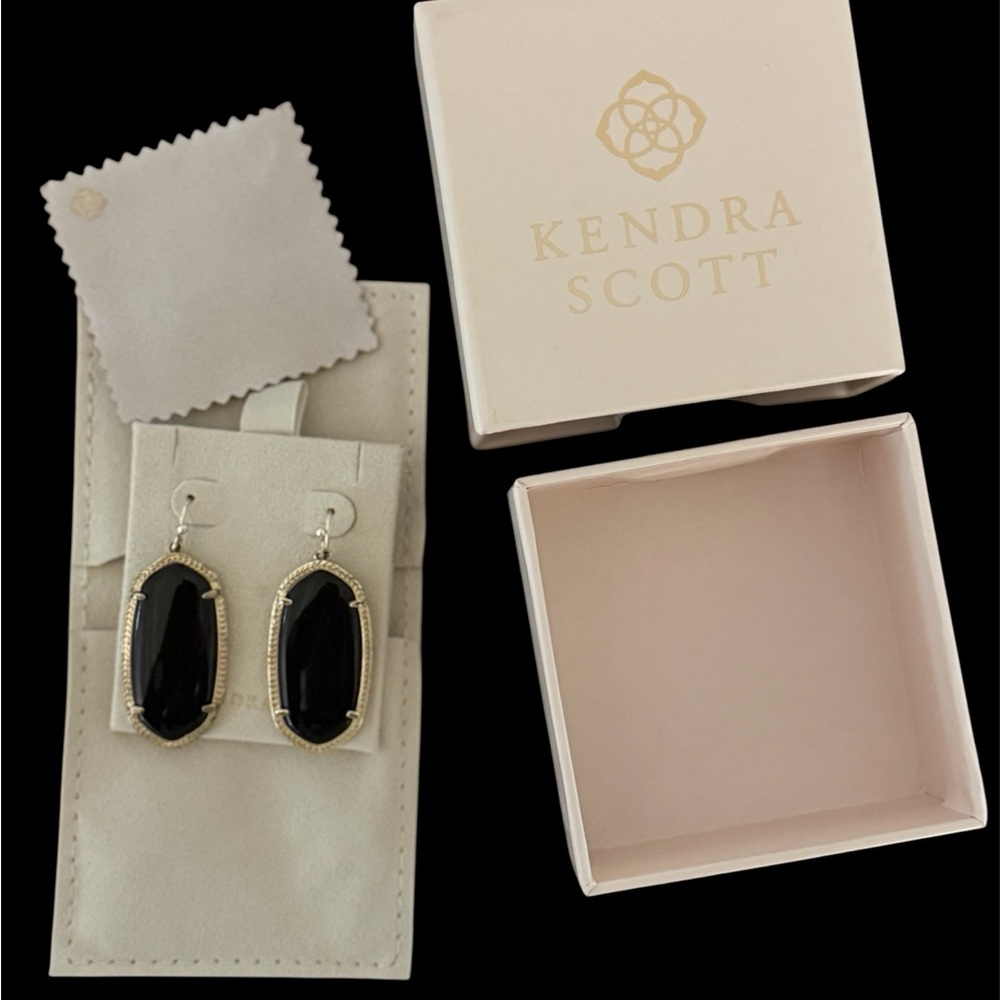 Kendra Scott Black and Gold Statement Earrings - Picture 6 of 8